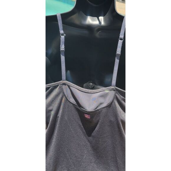 Zobra Athletic Tank Side Rouching Built-in Bra Adjustable Spaghetti Strap Charco - Picture 4 of 6